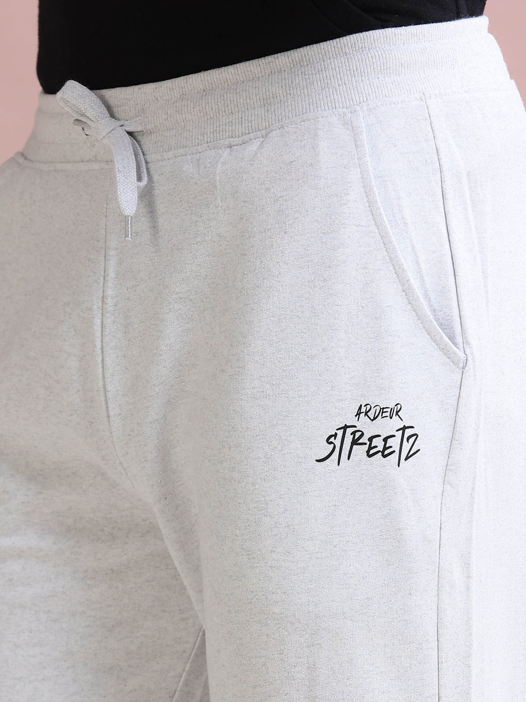 ARDEUR STREETZ Men's Relaxed Fit Track Pants - White Melange