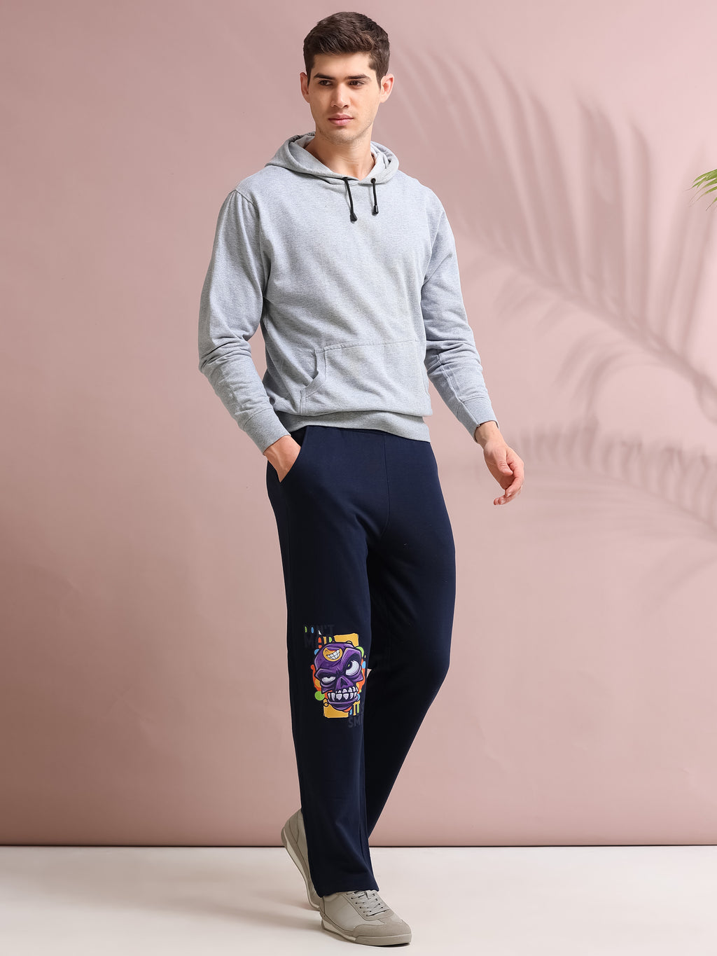 ARDEUR STREETZ Men's Relaxed Fit TypographyTrack Pants - Navy