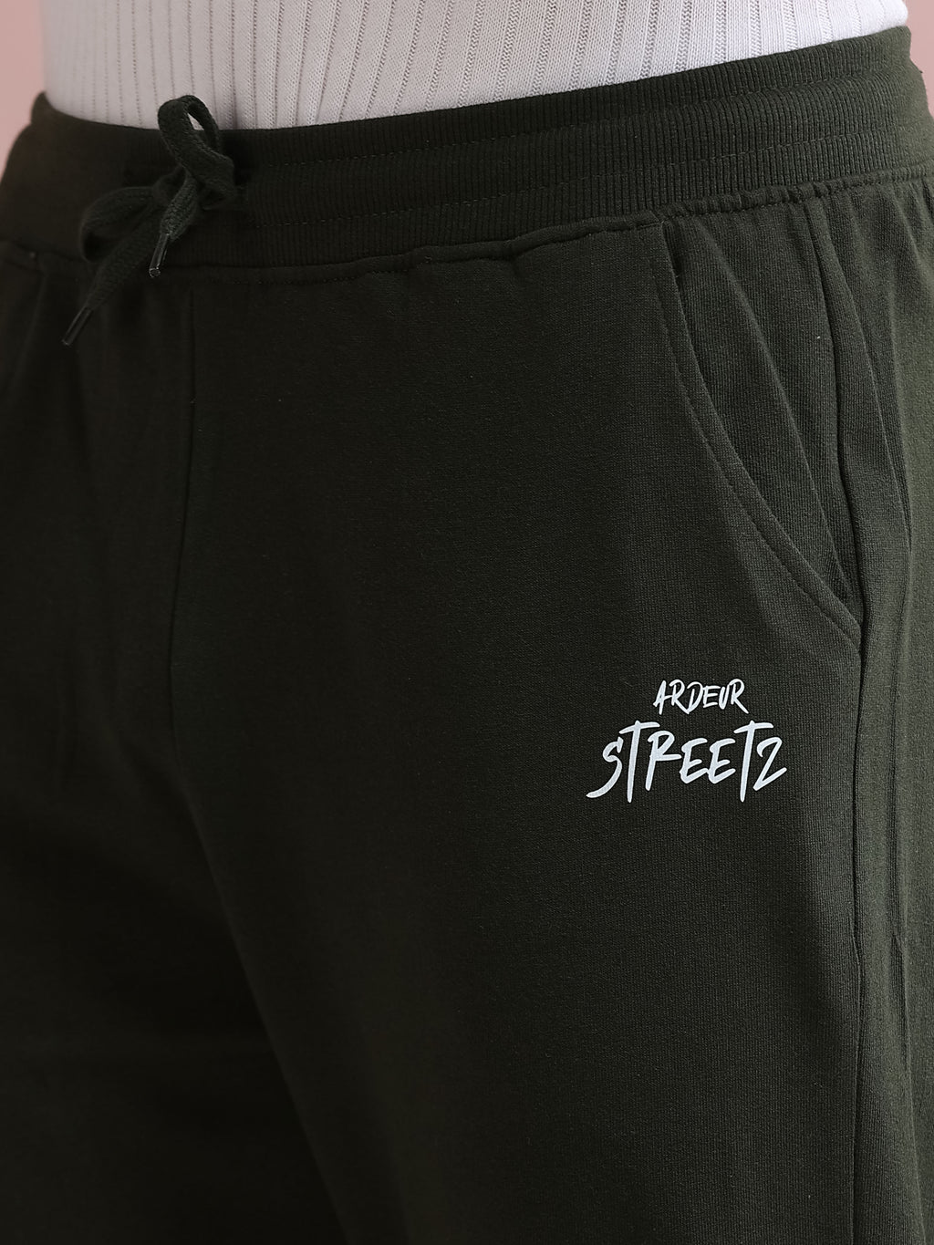ARDEUR STREETZ Men's Relaxed Fit TypographyTrack Pants - Olive
