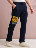ARDEUR STREETZ Men's Relaxed Fit Self DesignsTrack Pants - Navy