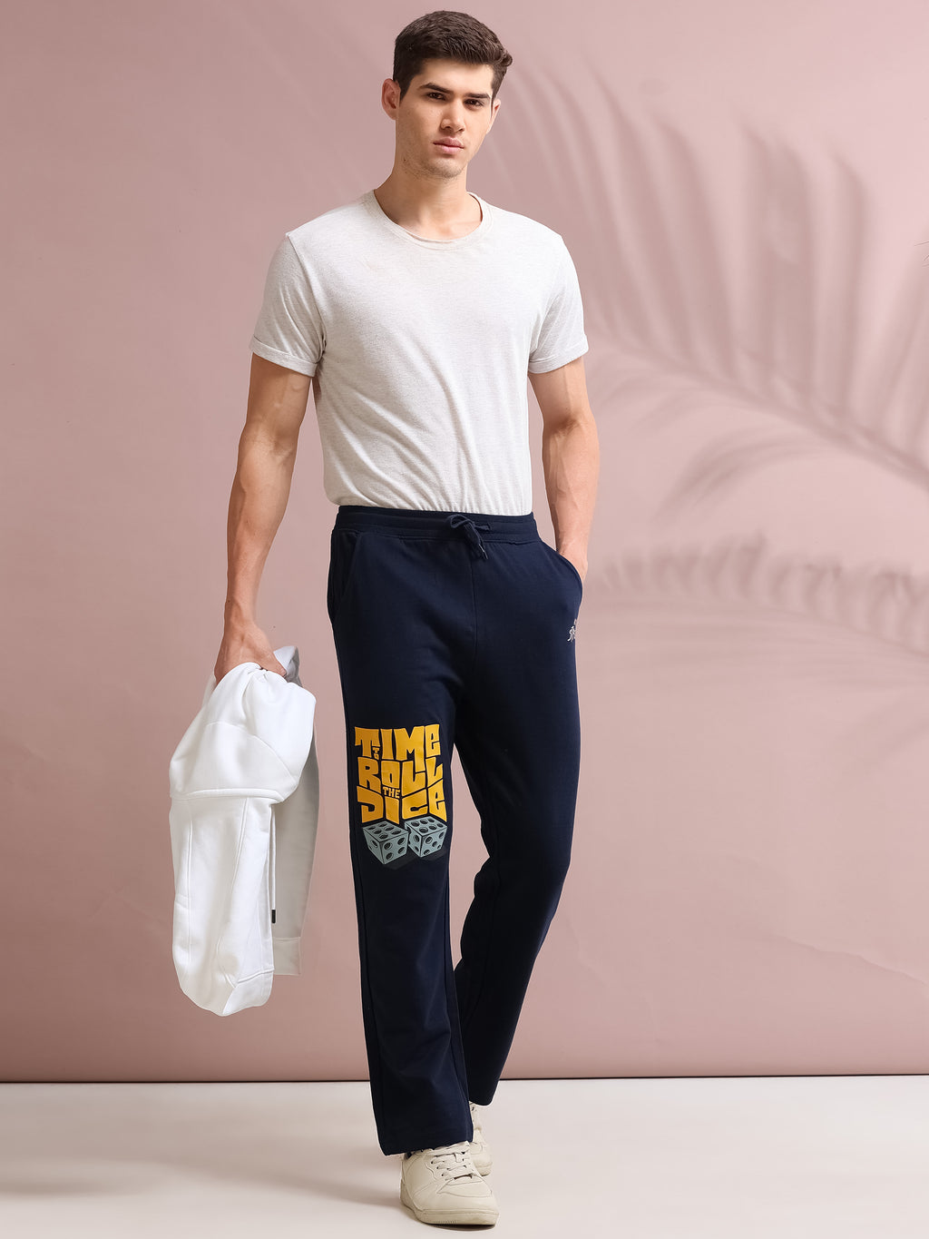 ARDEUR STREETZ Men's Relaxed Fit Self DesignsTrack Pants - Navy