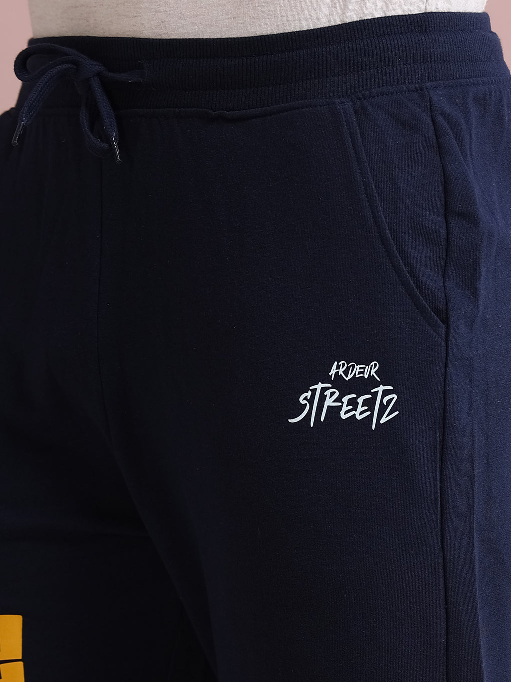 ARDEUR STREETZ Men's Relaxed Fit Self DesignsTrack Pants - Navy