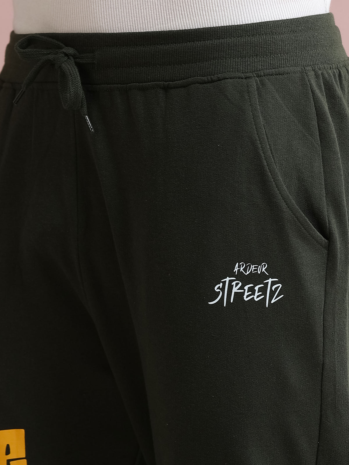 ARDEUR STREETZ Men's Relaxed Fit Self DesignsTrack Pants - Olive