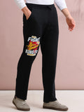 ARDEUR STREETZ Men's Relaxed Fit Cotton Blended Track Pants - Black