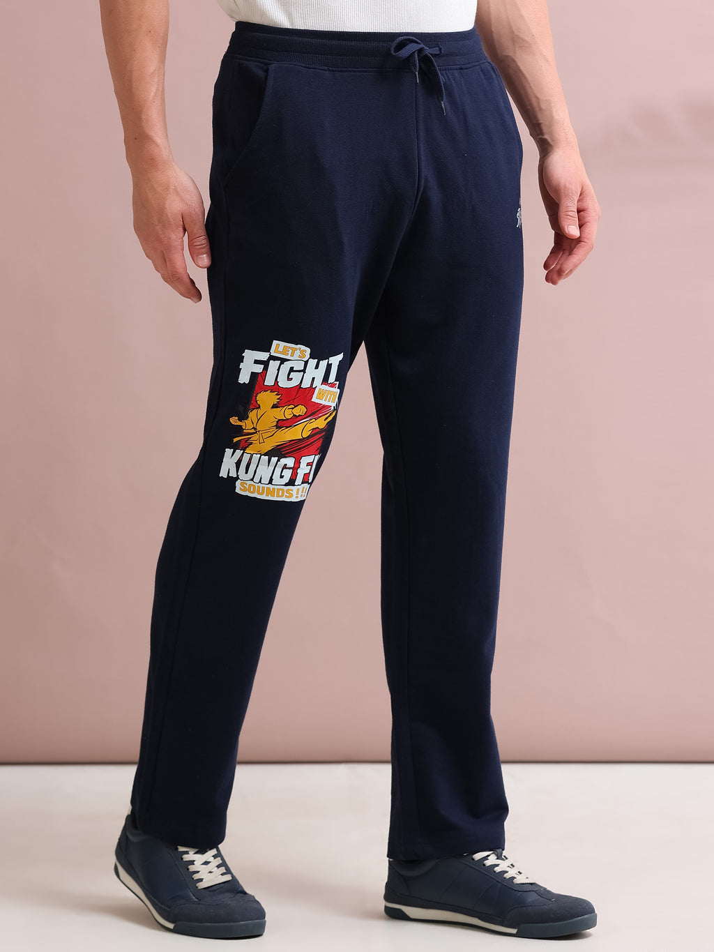 ARDEUR STREETZ Men's Relaxed Fit Cotton Blended Track Pants - Navy