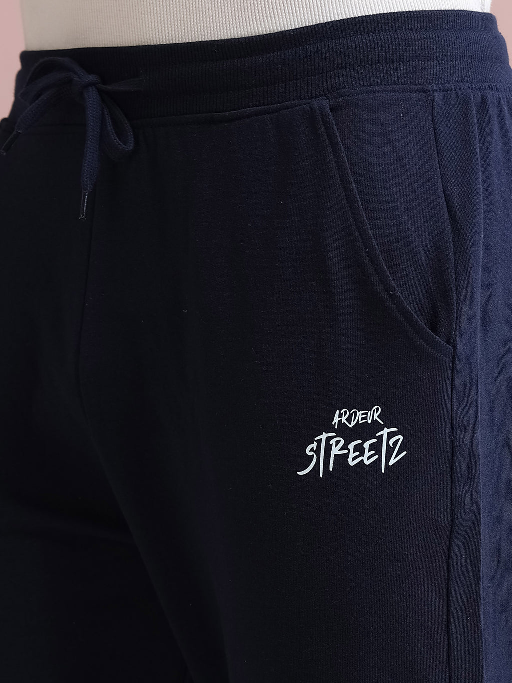 ARDEUR STREETZ Men's Relaxed Fit Cotton Blended Track Pants - Navy