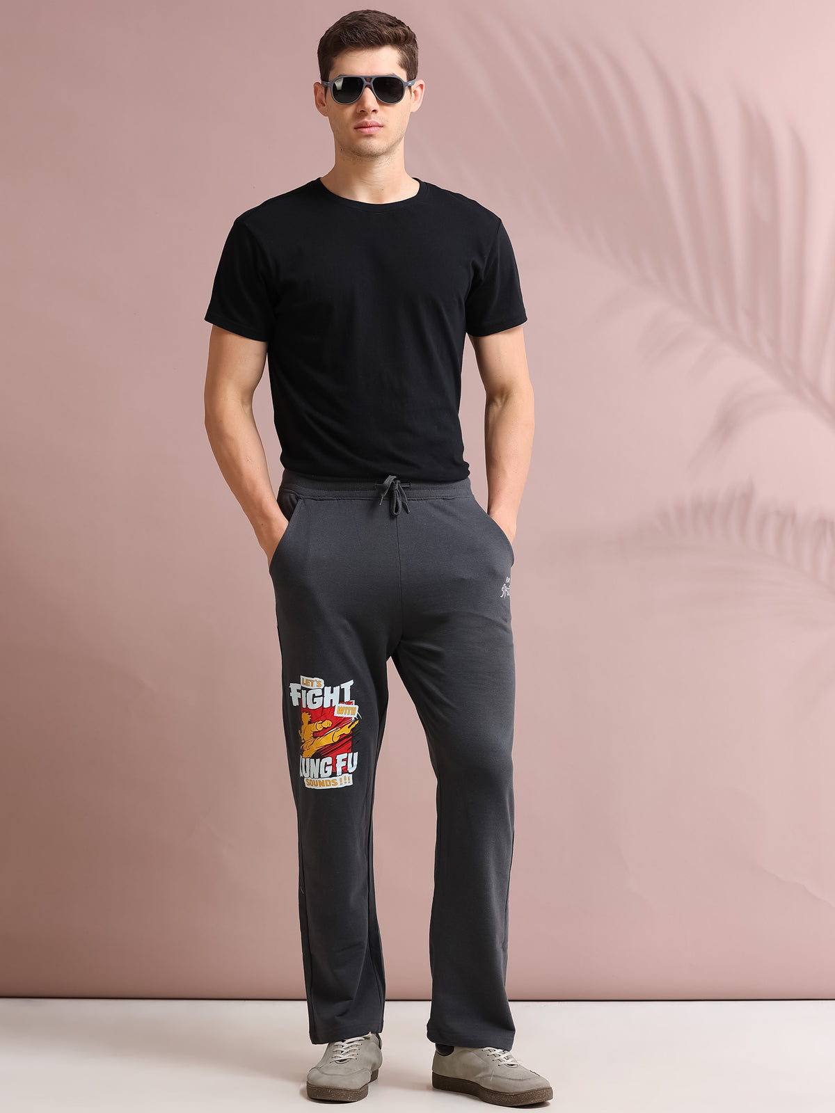 ARDEUR STREETZ Men's Relaxed Fit Cotton Blended Track Pants - Steel Grey