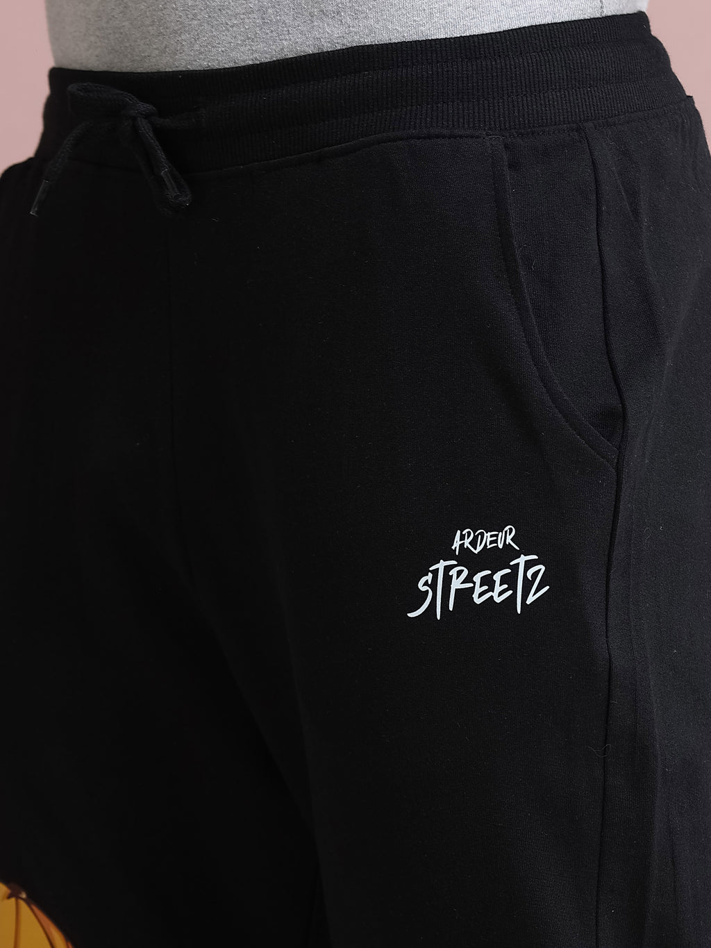 ARDEUR STREETZ Men's Relaxed Fit Printed Track Pants - Black