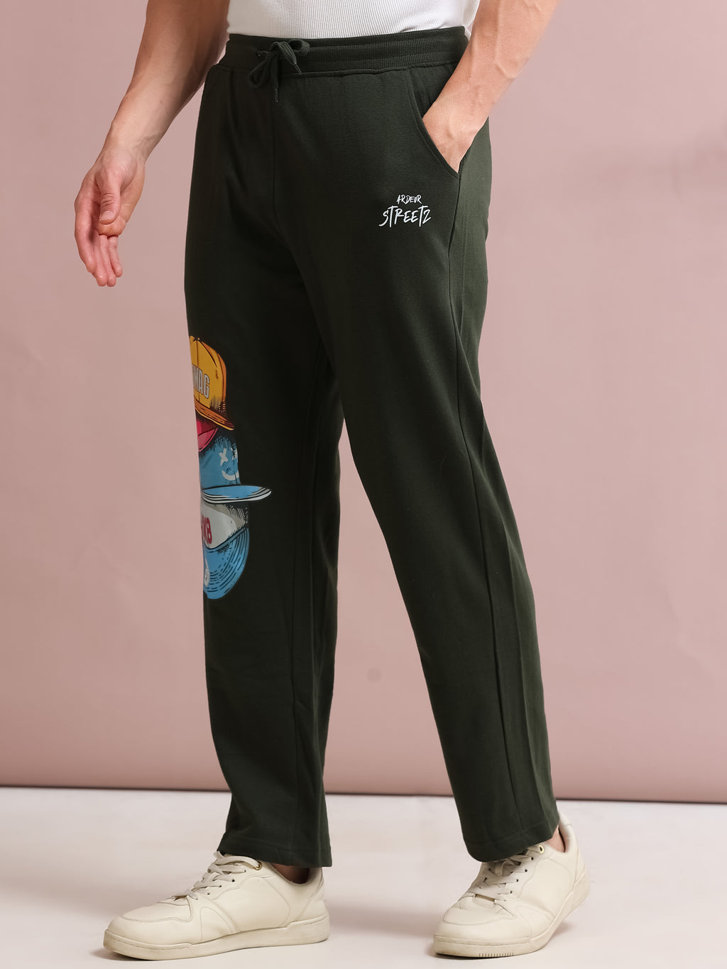 ARDEUR STREETZ Men's Relaxed Fit Printed Track Pants - Olive