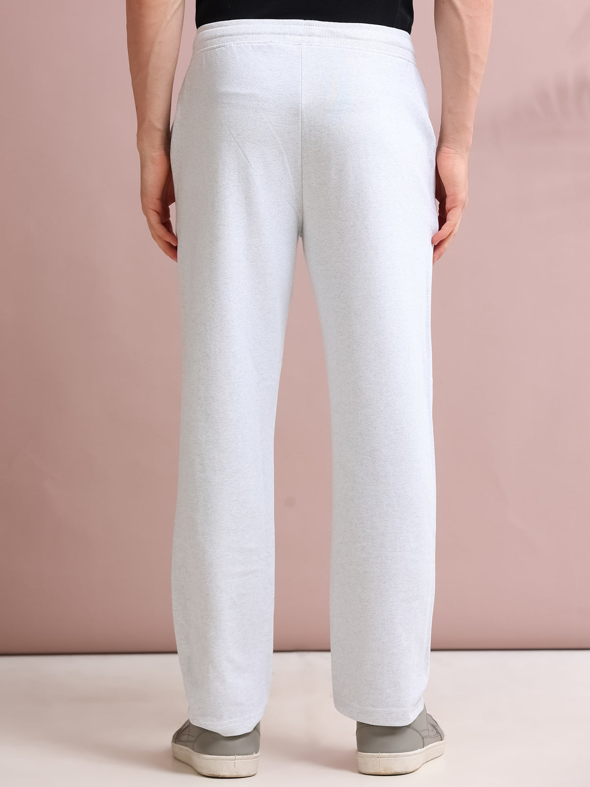 ARDEUR STREETZ Men's Relaxed Fit Printed Track Pants - White Melange