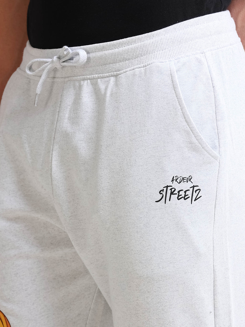 ARDEUR STREETZ Men's Relaxed Fit Printed Track Pants - White Melange