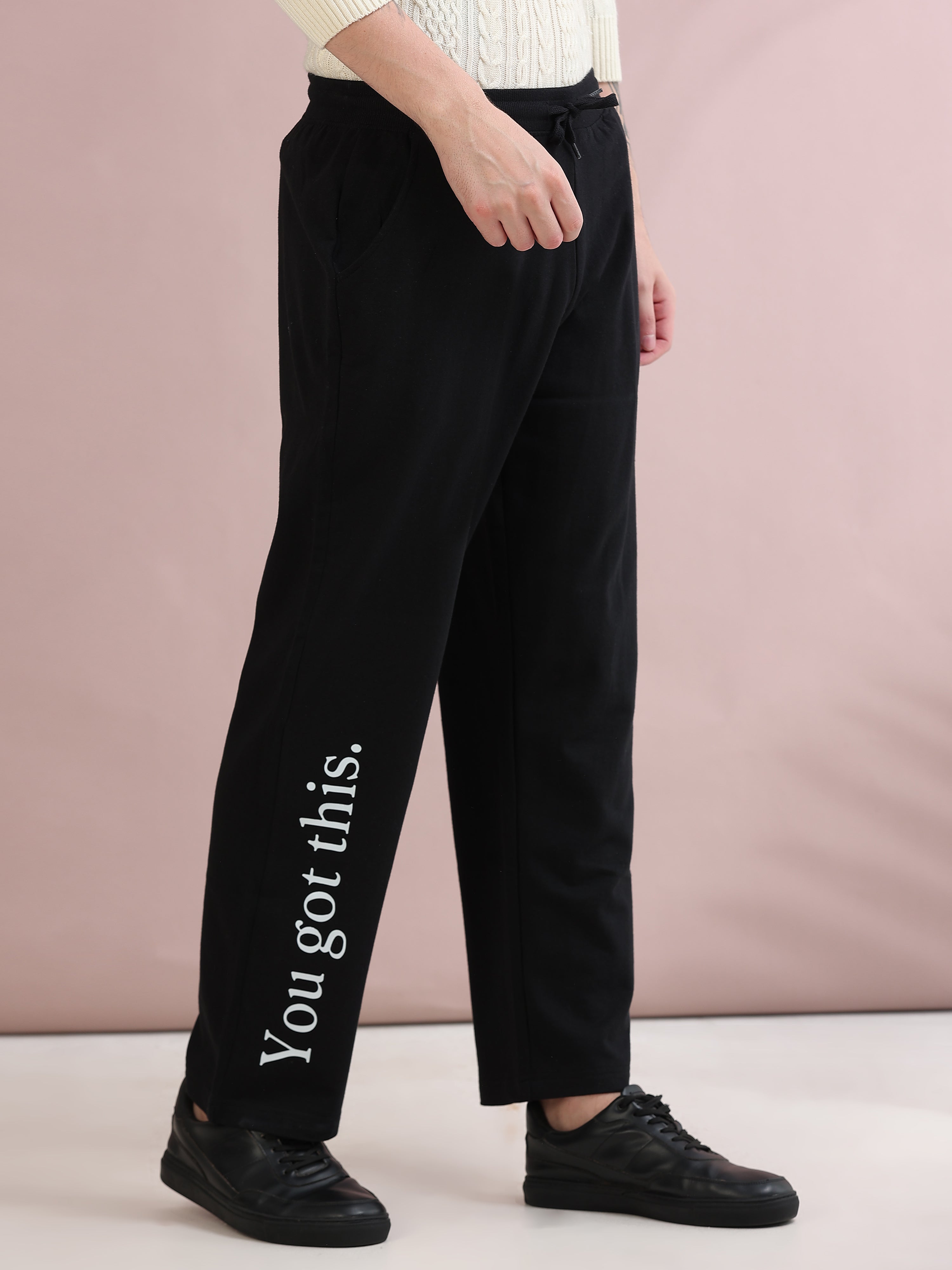 ARDEUR ZEAL IN YOU Men's Relaxed Fit Printed Track Pants - Black