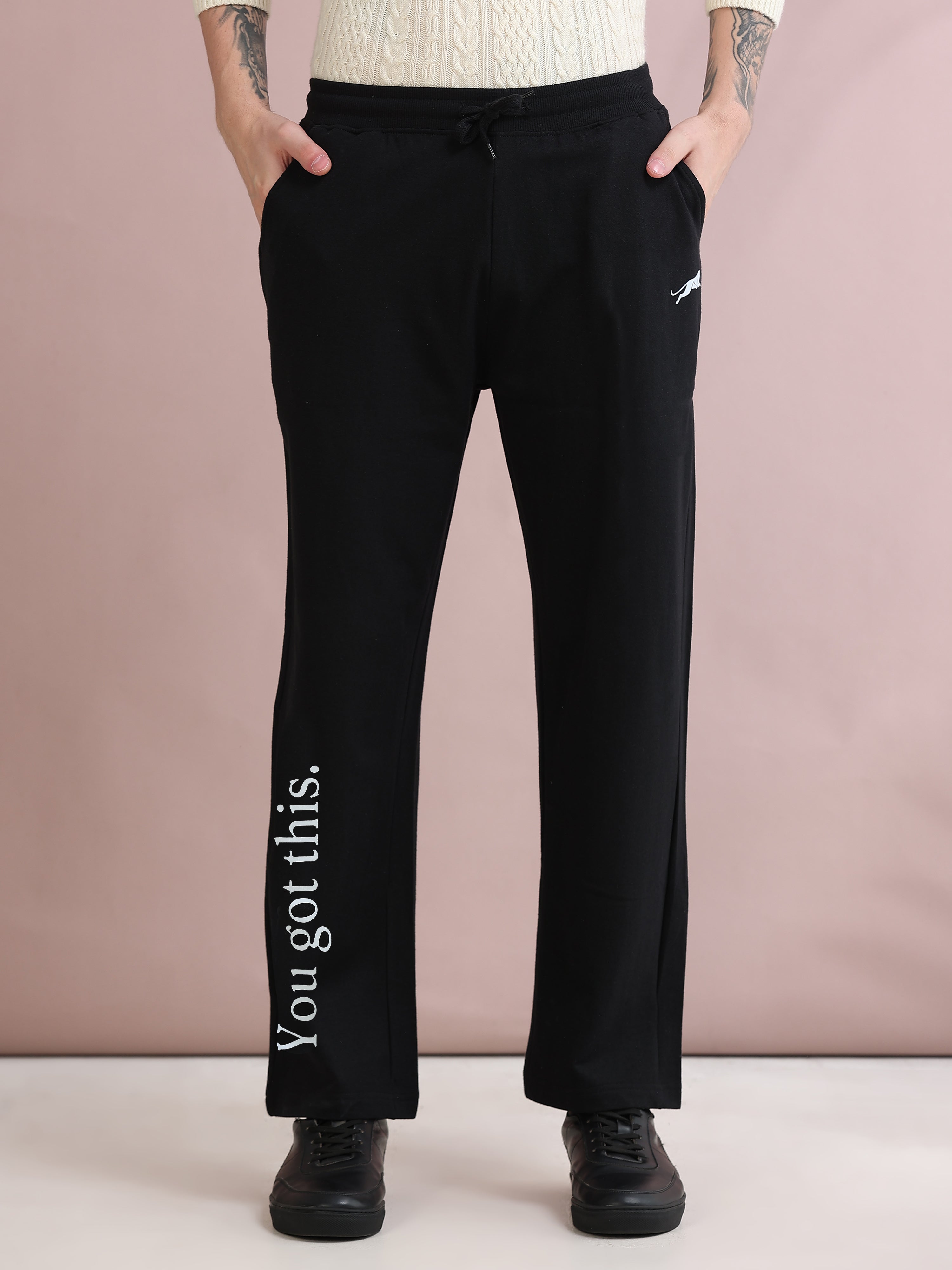ARDEUR ZEAL IN YOU Men's Relaxed Fit Printed Track Pants - Black