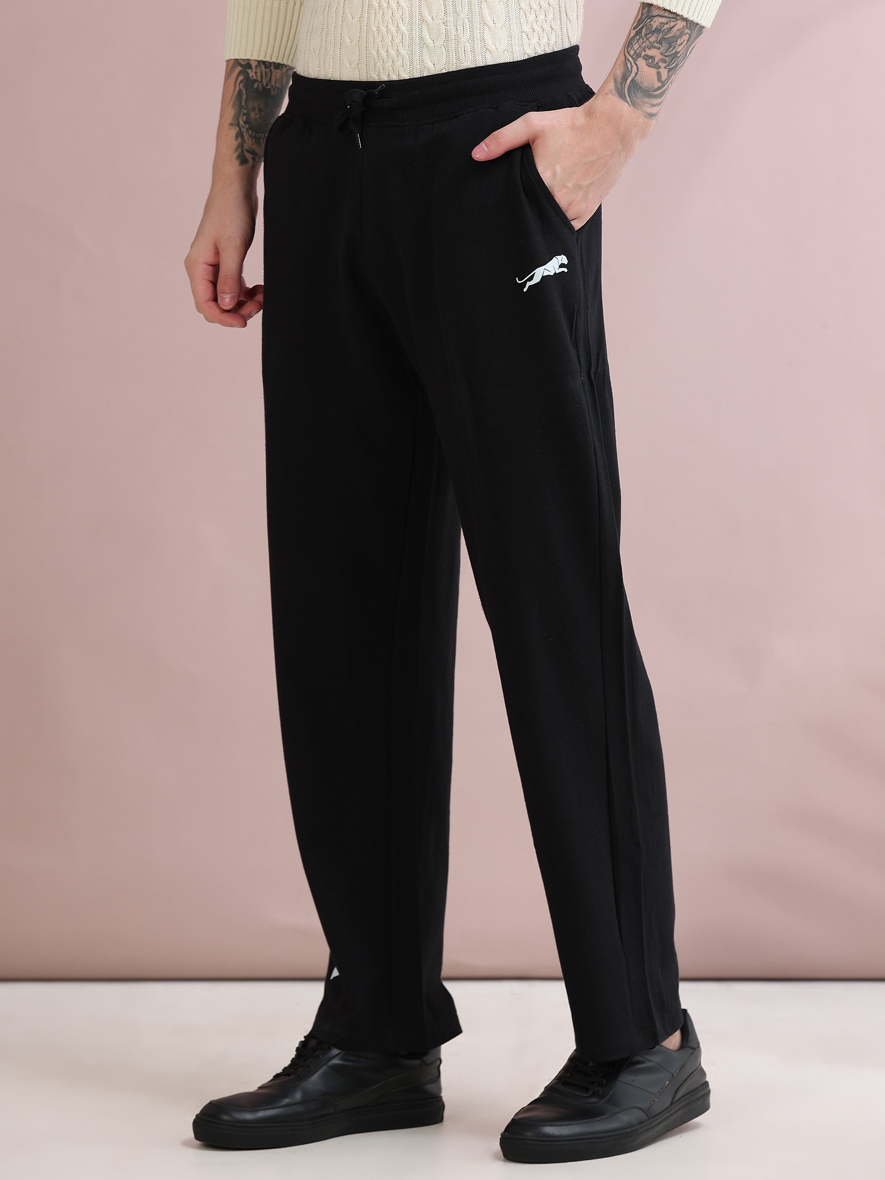 ARDEUR ZEAL IN YOU Men's Relaxed Fit Printed Track Pants - Black