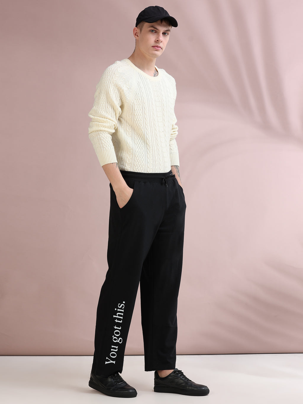 ARDEUR ZEAL IN YOU Men's Relaxed Fit Printed Track Pants - Black