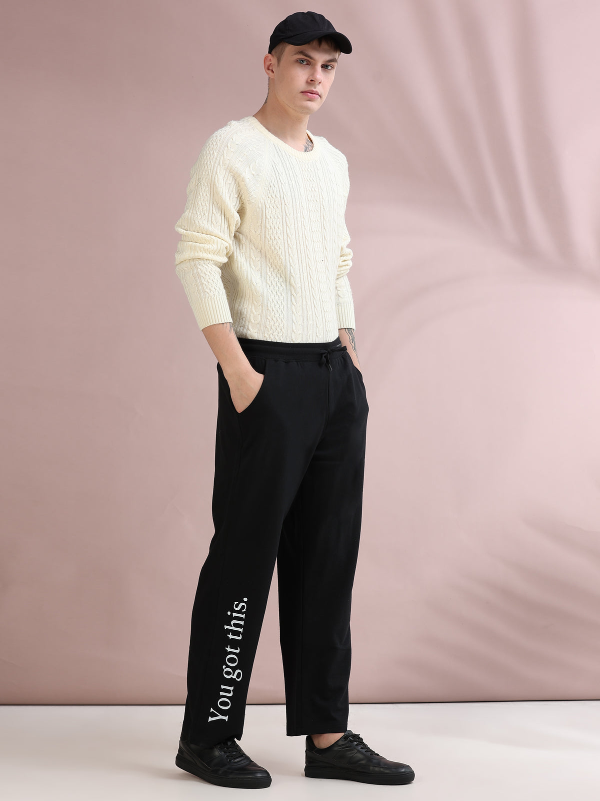 ARDEUR ZEAL IN YOU Men's Relaxed Fit Printed Track Pants - Black