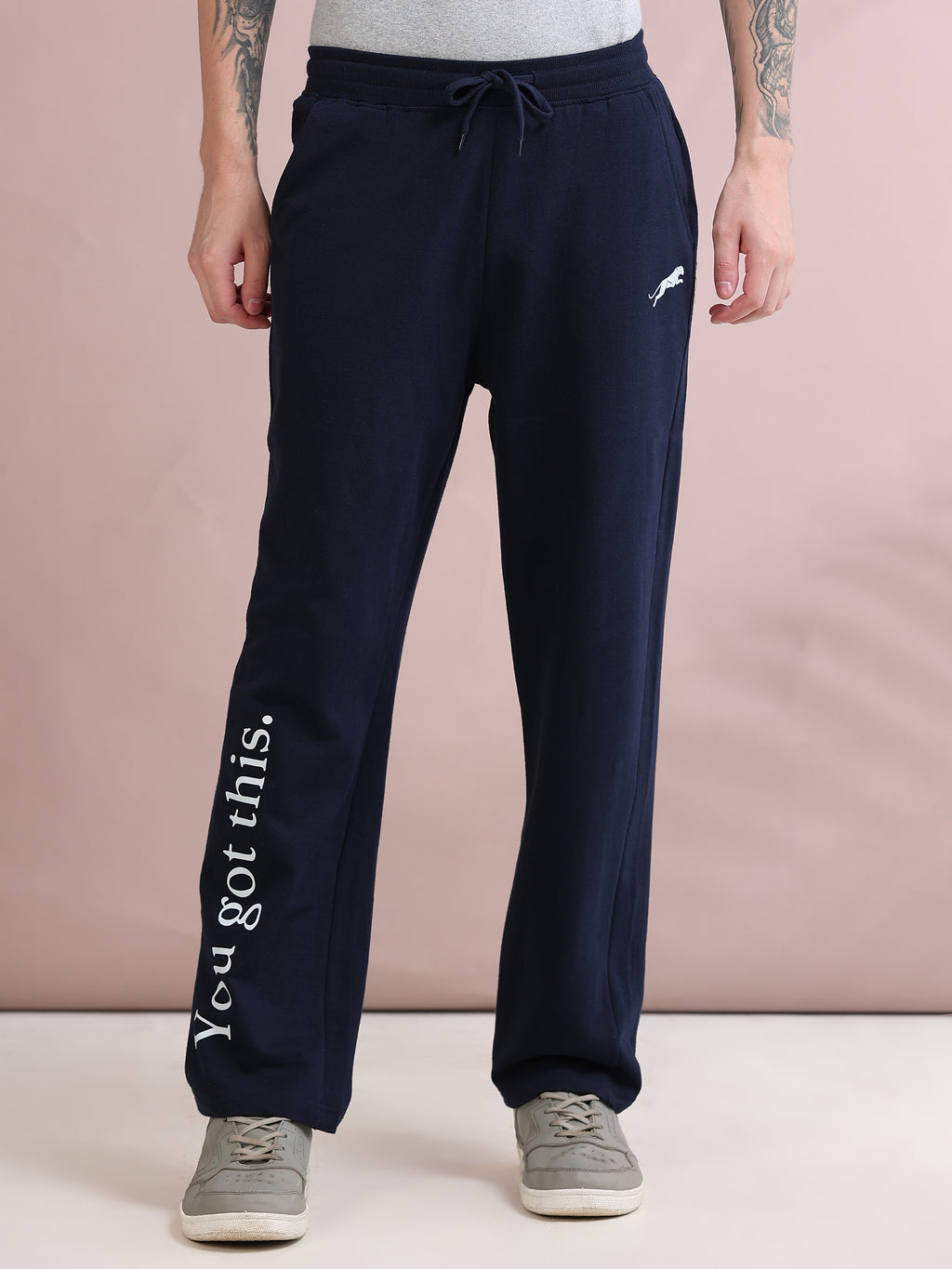 ARDEUR ZEAL IN YOU Men's Relaxed Fit Printed Track Pants - Navy