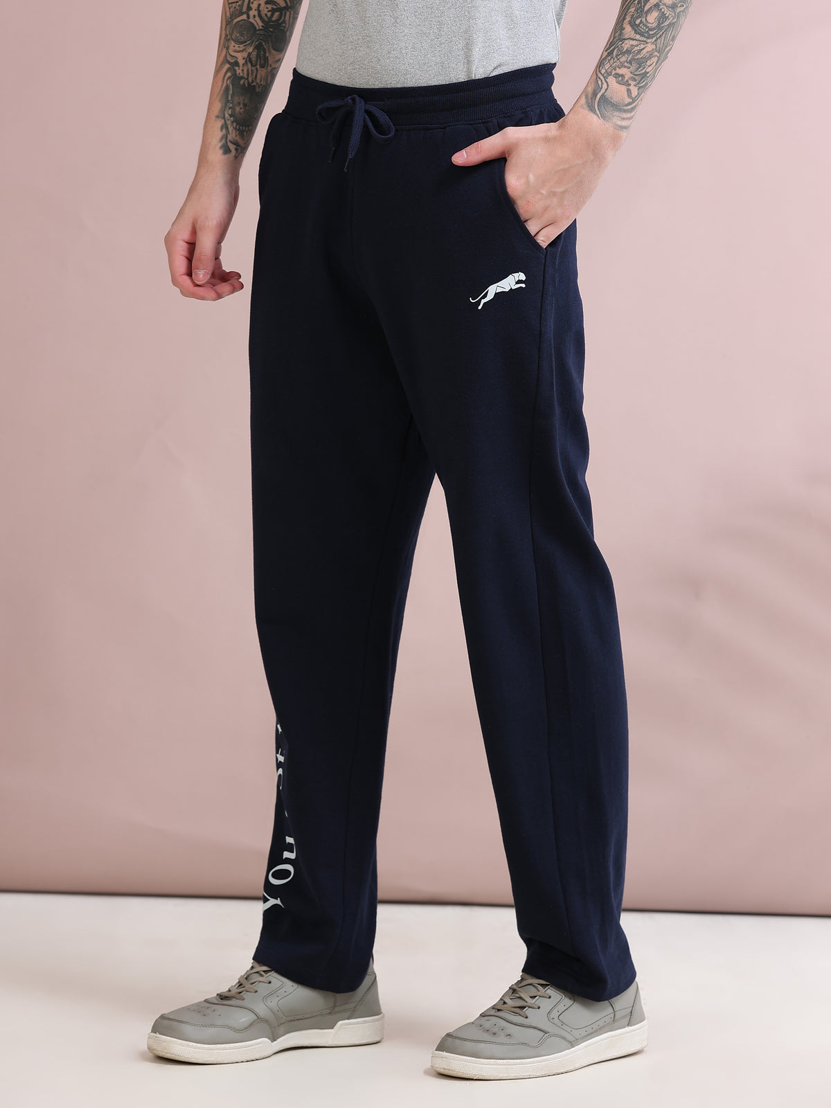 ARDEUR ZEAL IN YOU Men's Relaxed Fit Printed Track Pants - Navy