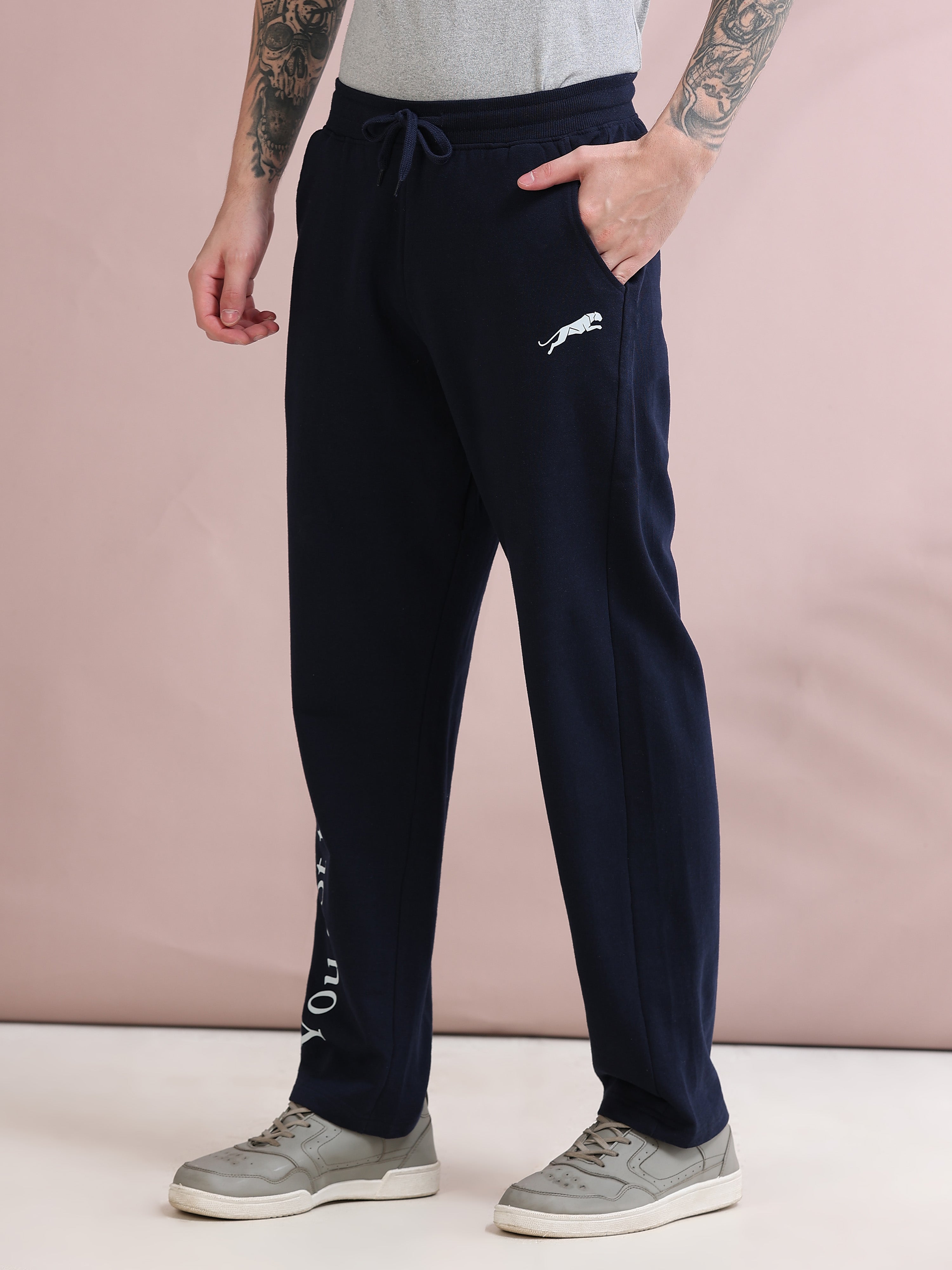 ARDEUR ZEAL IN YOU Men's Relaxed Fit Printed Track Pants - Navy