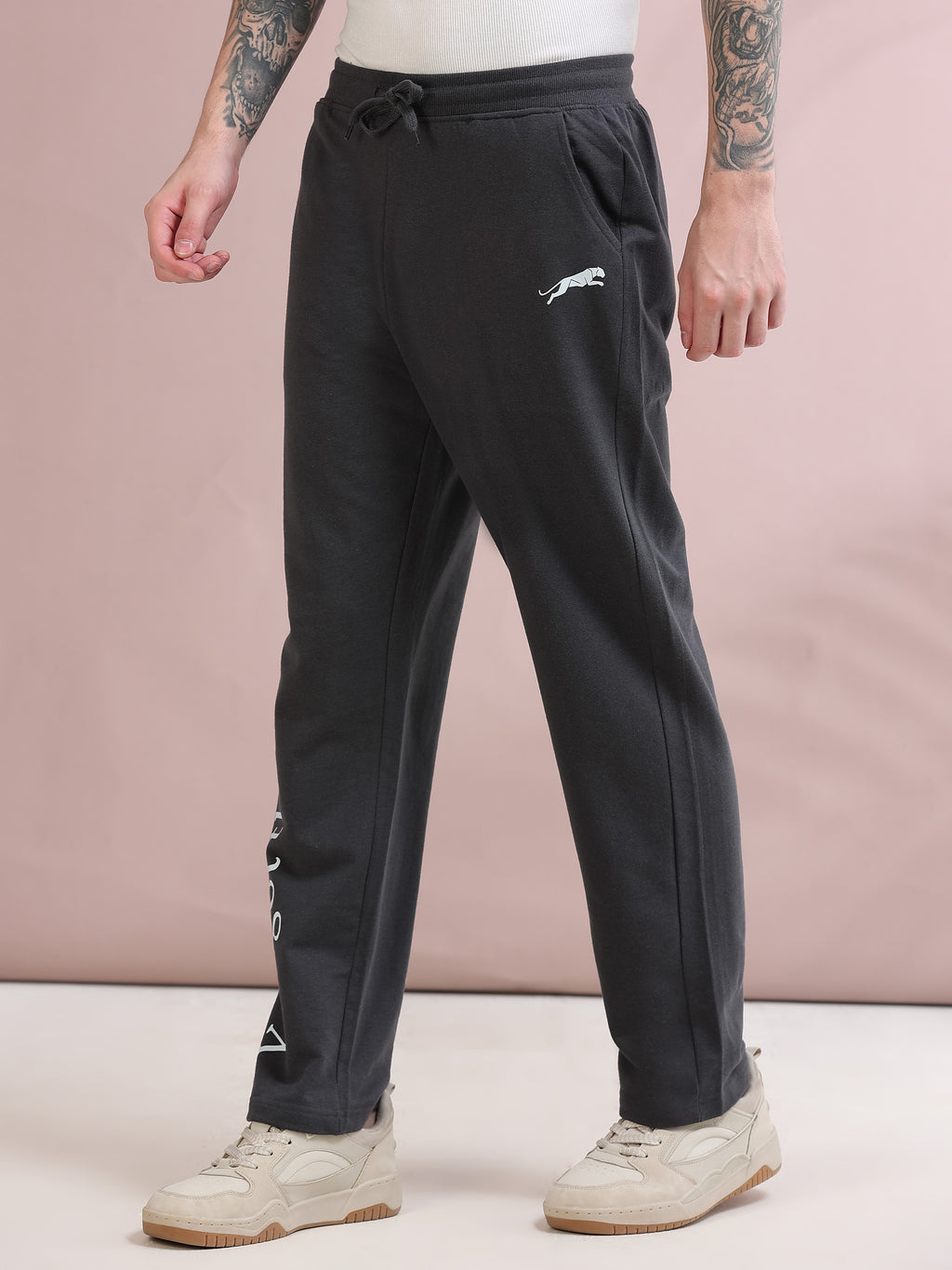 ARDEUR ZEAL IN YOU Men's Relaxed Fit Printed Track Pants - Steel Grey