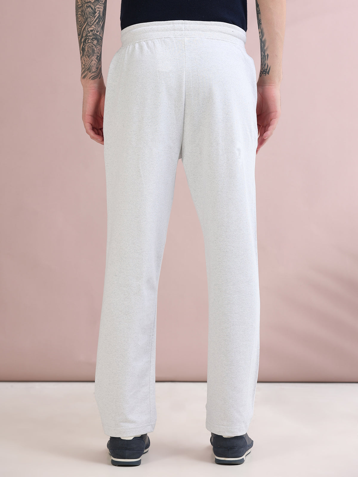 ARDEUR ZEAL IN YOU Men's Relaxed Fit Printed Track Pants - White Melange