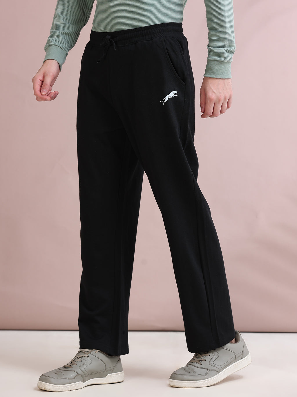 ARDEUR ZEAL IN YOU Men's Relaxed Fit Cotton Blended Track Pants - Black