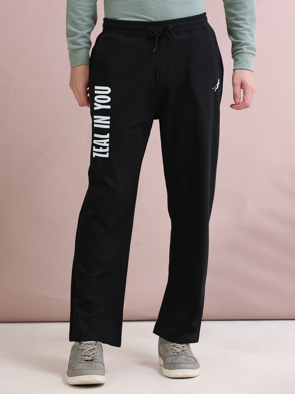 ARDEUR ZEAL IN YOU Men's Relaxed Fit Cotton Blended Track Pants - Black