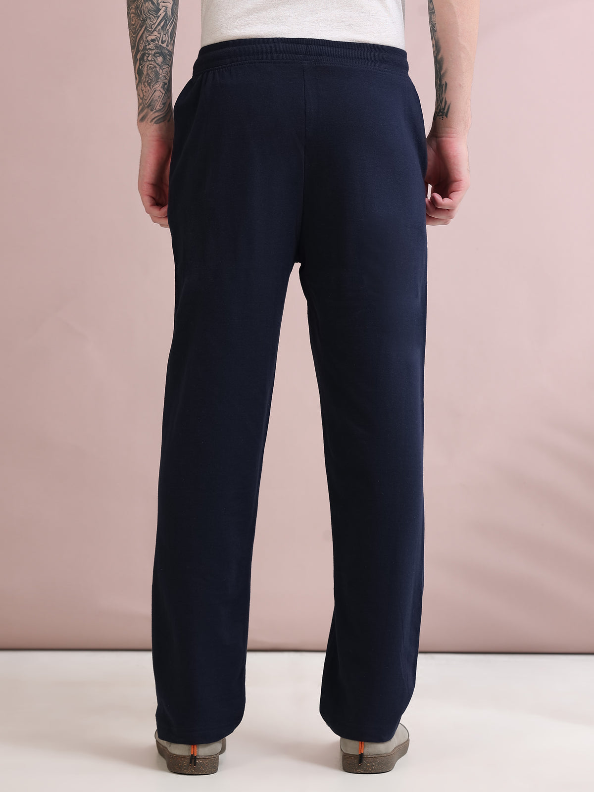 ARDEUR ZEAL IN YOU Men's Relaxed Fit Cotton Blended Track Pants - Navy