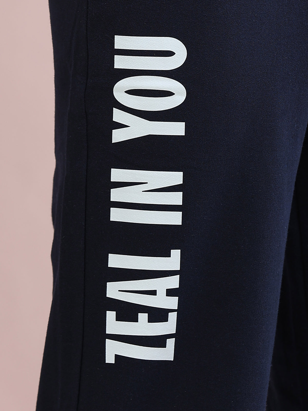ARDEUR ZEAL IN YOU Men's Relaxed Fit Cotton Blended Track Pants - Navy