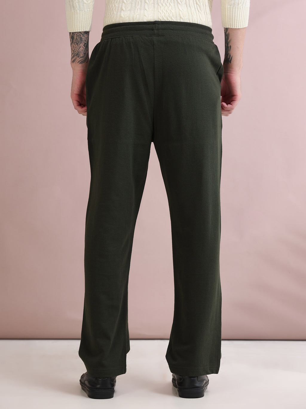 ARDEUR ZEAL IN YOU Men's Relaxed Fit Cotton Blended Track Pants - Olive