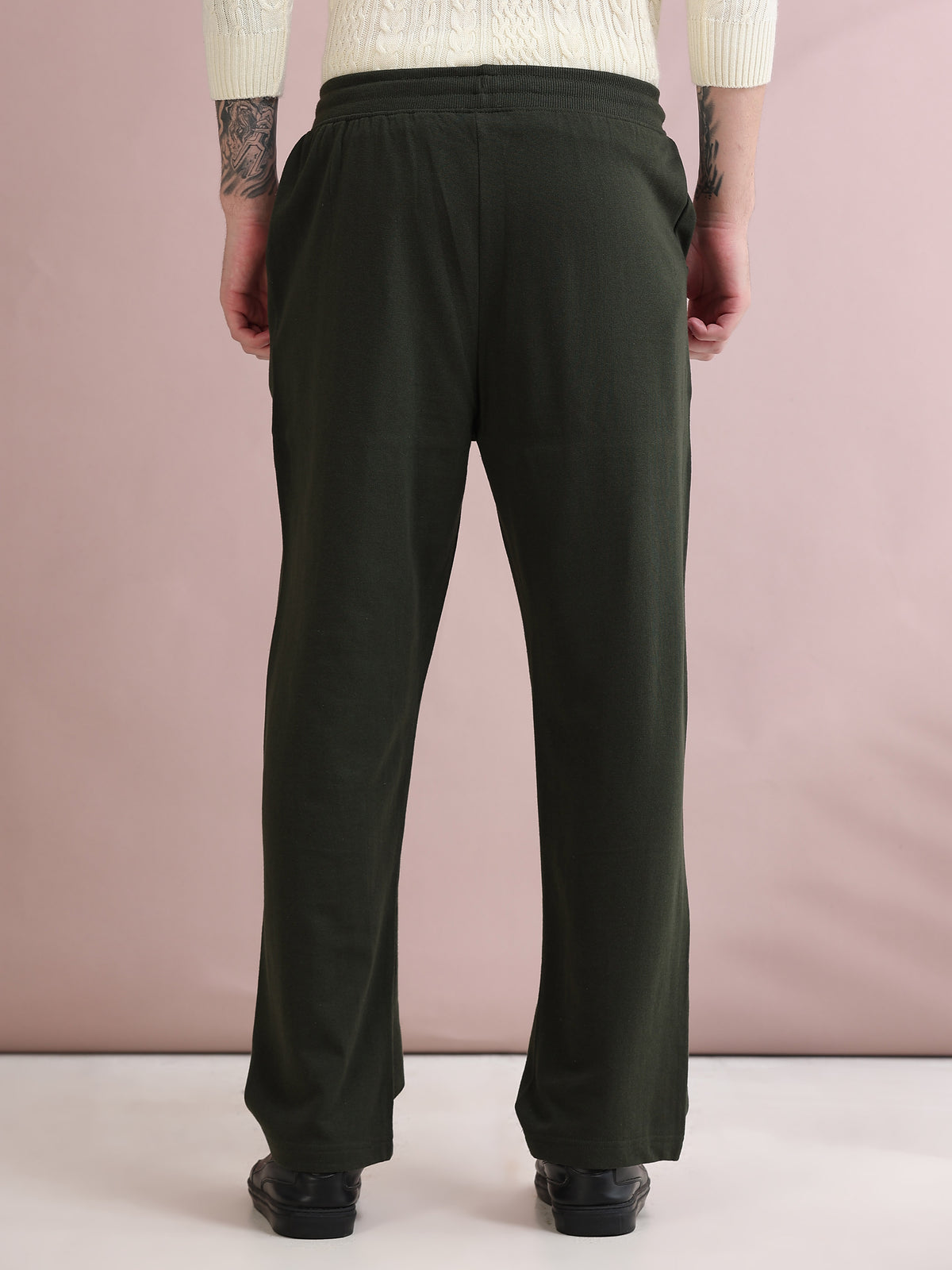ARDEUR ZEAL IN YOU Men's Relaxed Fit Cotton Blended Track Pants - Olive