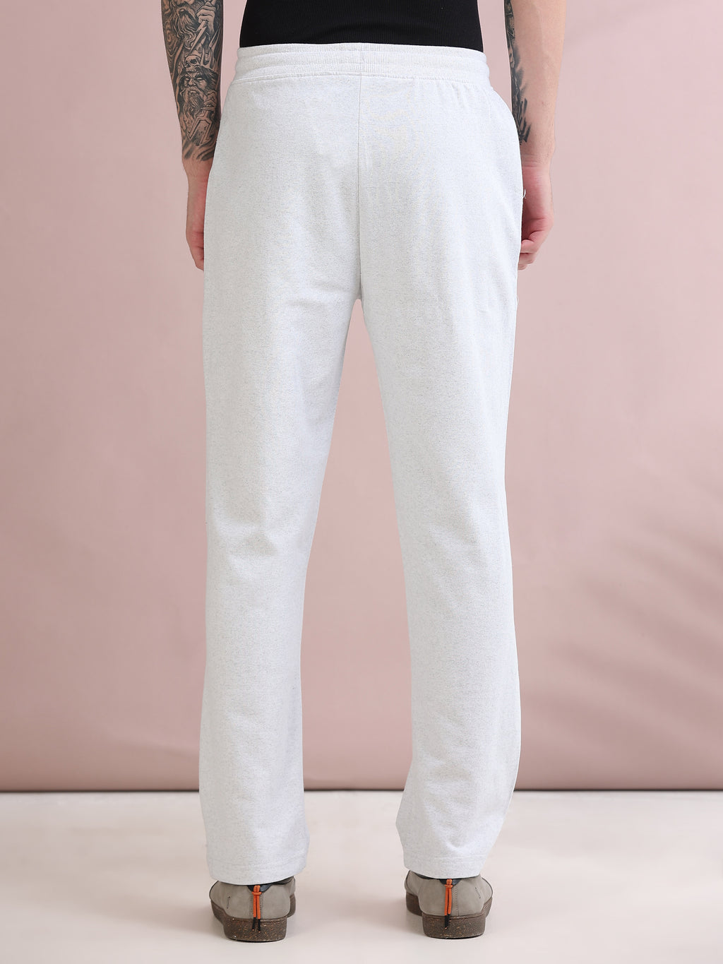 ARDEUR ZEAL IN YOU Men's Relaxed Fit Cotton Blended Track Pants - White Melange