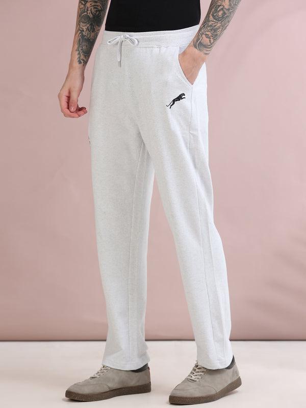 ARDEUR ZEAL IN YOU Men's Relaxed Fit Cotton Blended Track Pants - White Melange