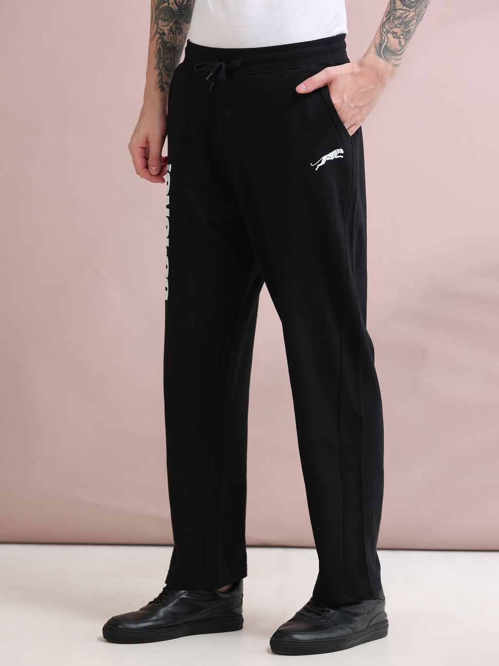ARDEUR ZEAL IN YOU Men's Relaxed Fit TypographyTrack Pants - Black