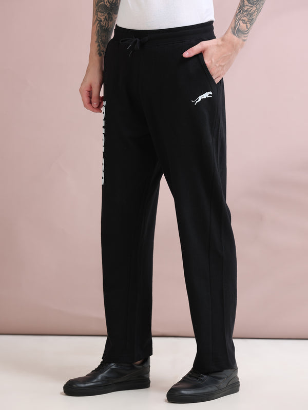 ARDEUR ZEAL IN YOU Men's Relaxed Fit TypographyTrack Pants - Black