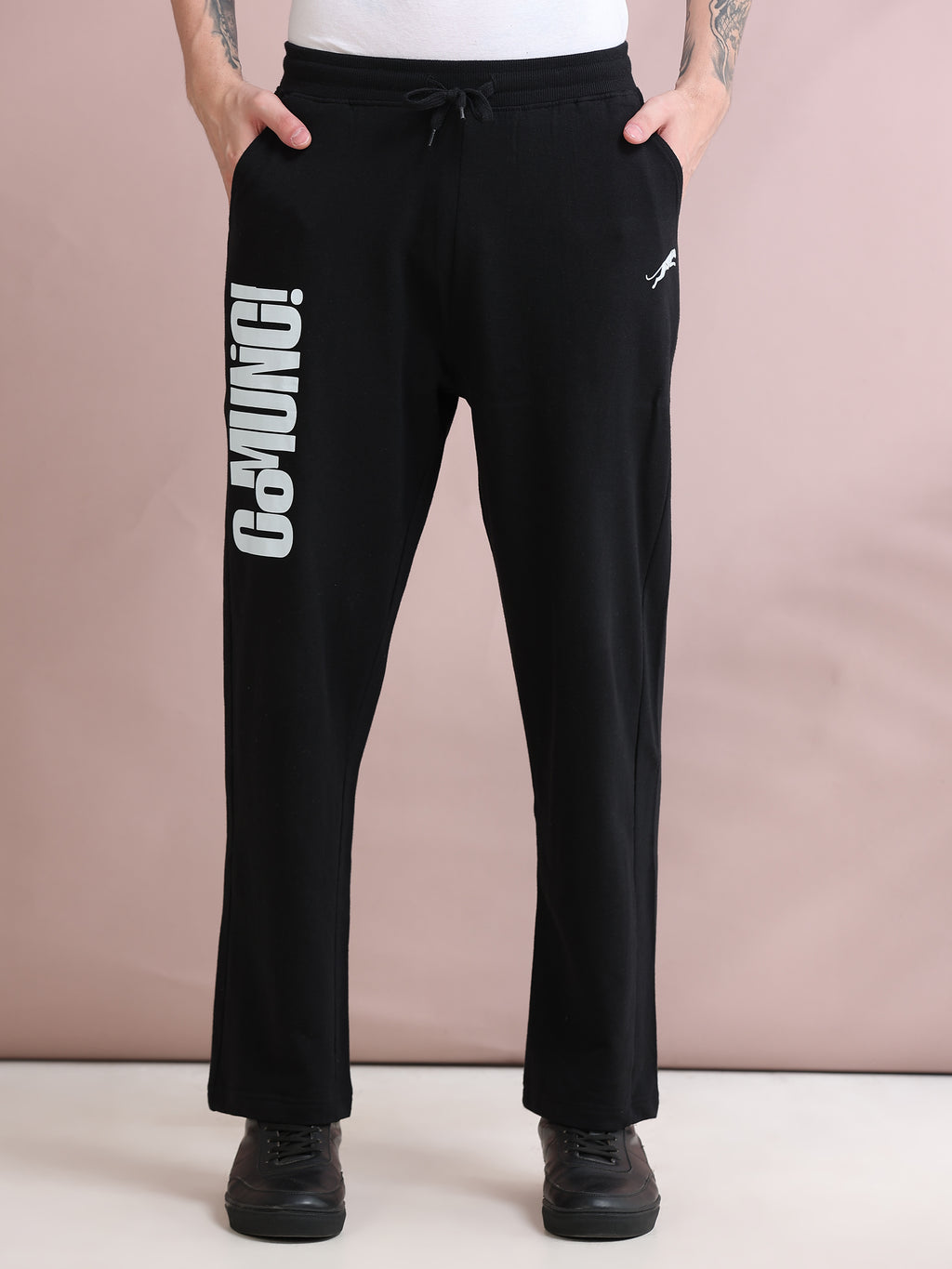 ARDEUR ZEAL IN YOU Men's Relaxed Fit TypographyTrack Pants - Black