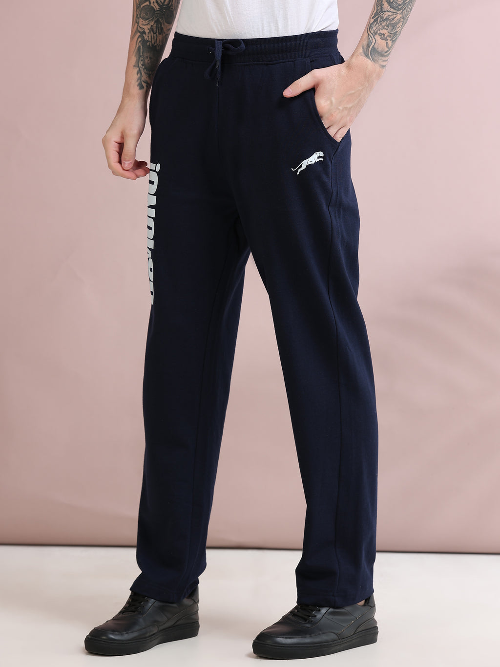 ARDEUR ZEAL IN YOU Men's Relaxed Fit TypographyTrack Pants - Navy