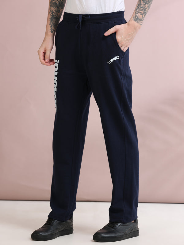 ARDEUR ZEAL IN YOU Men's Relaxed Fit TypographyTrack Pants - Navy