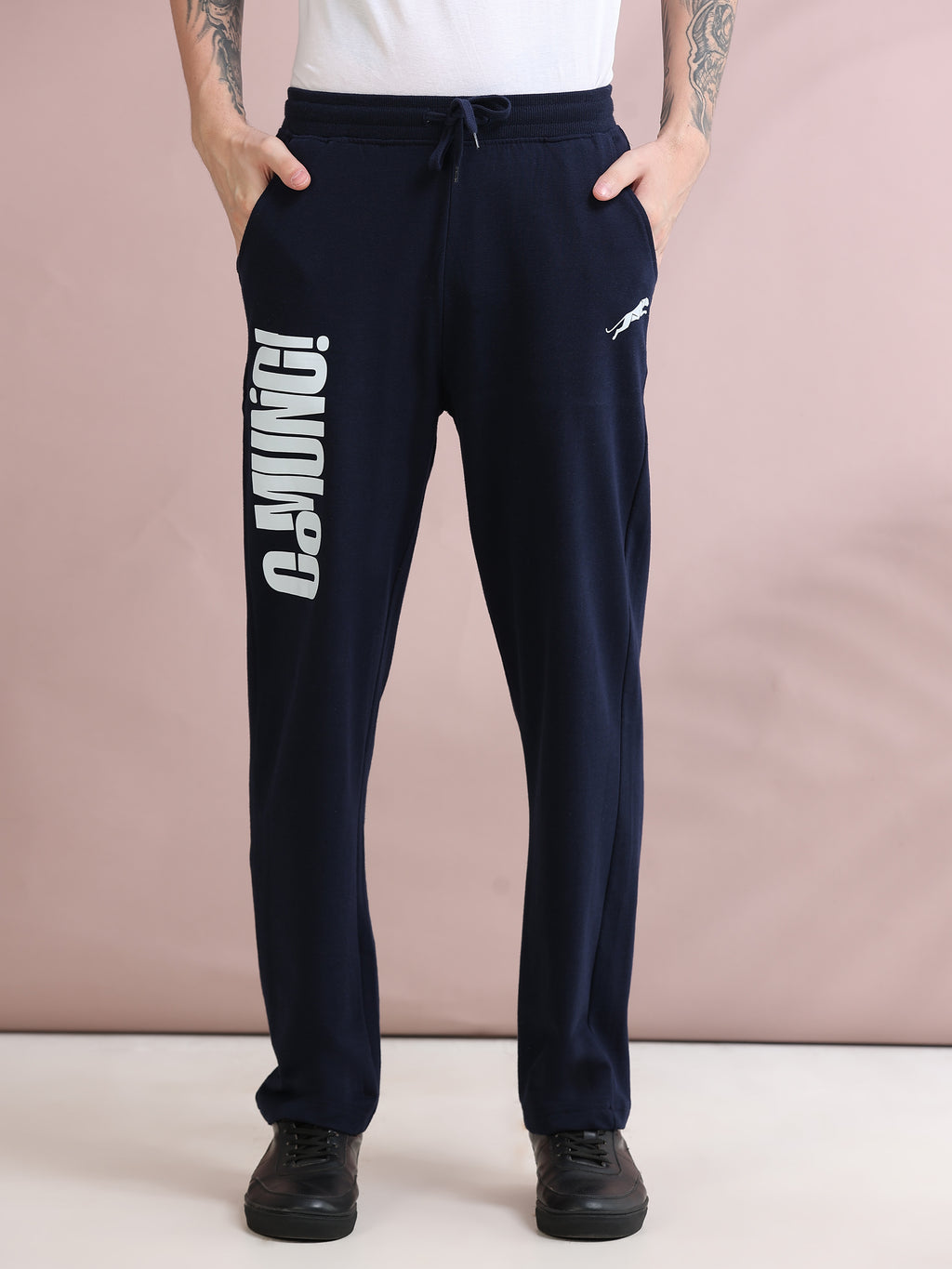 ARDEUR ZEAL IN YOU Men's Relaxed Fit TypographyTrack Pants - Navy