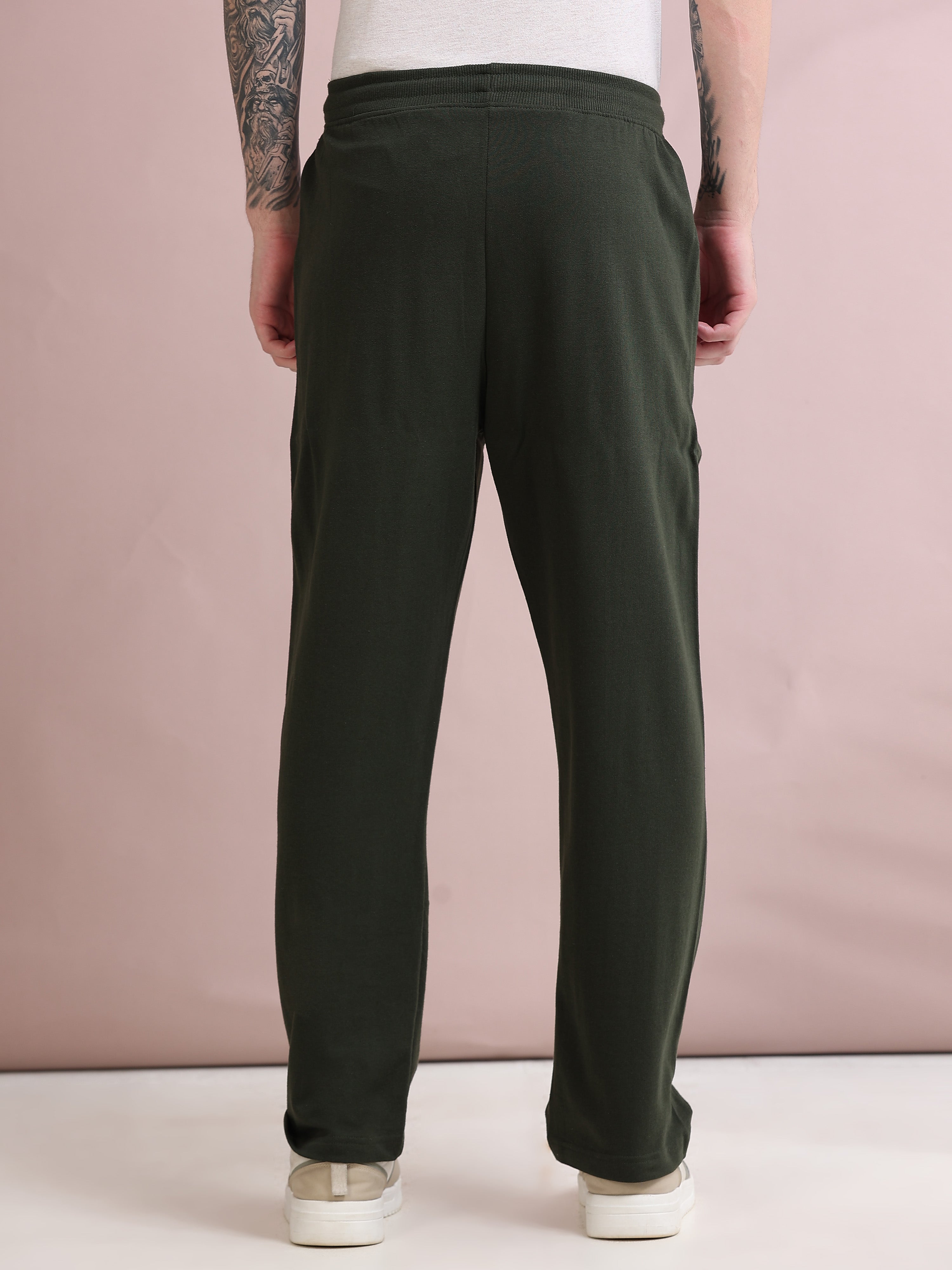 ARDEUR ZEAL IN YOU Men's Relaxed Fit TypographyTrack Pants - Olive