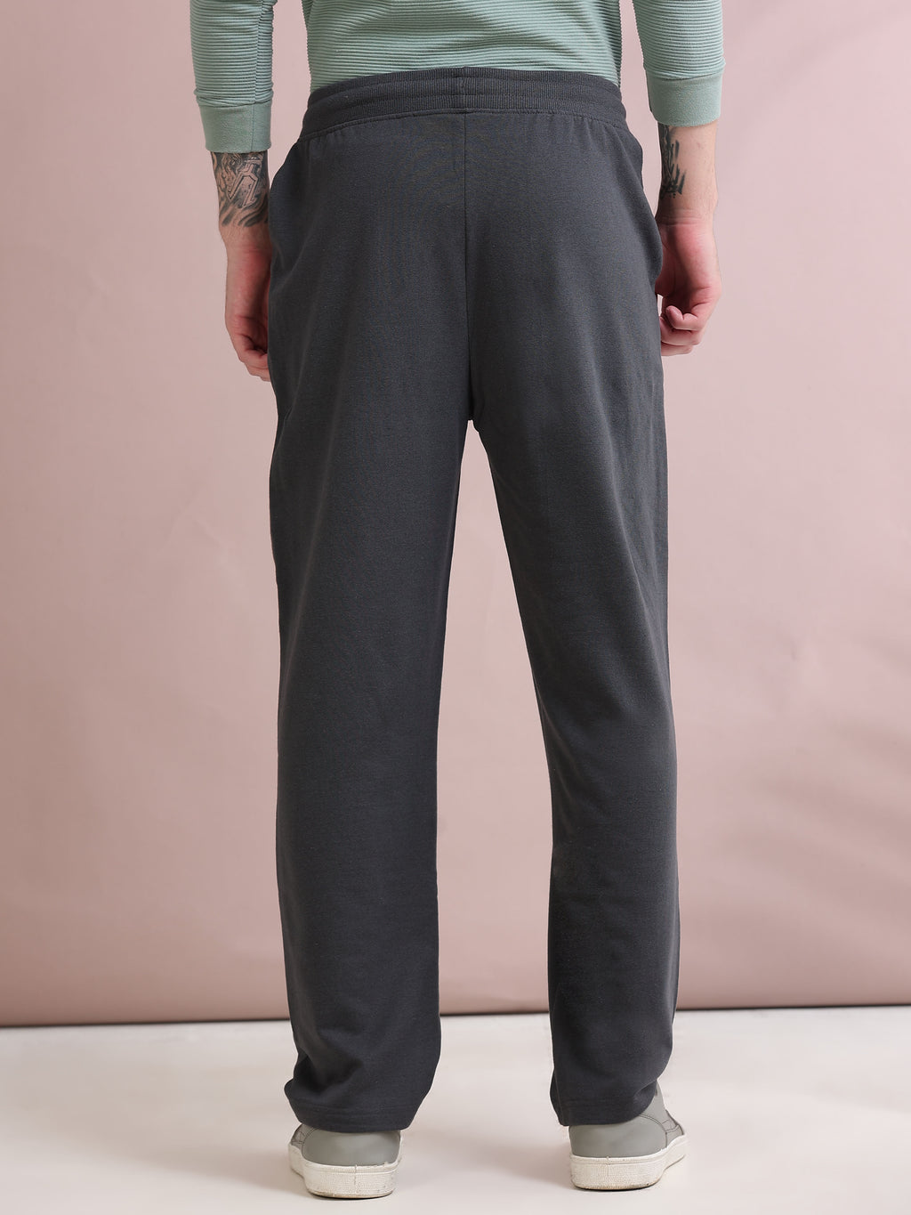 ARDEUR ZEAL IN YOU Men's Relaxed Fit TypographyTrack Pants - Steel Grey