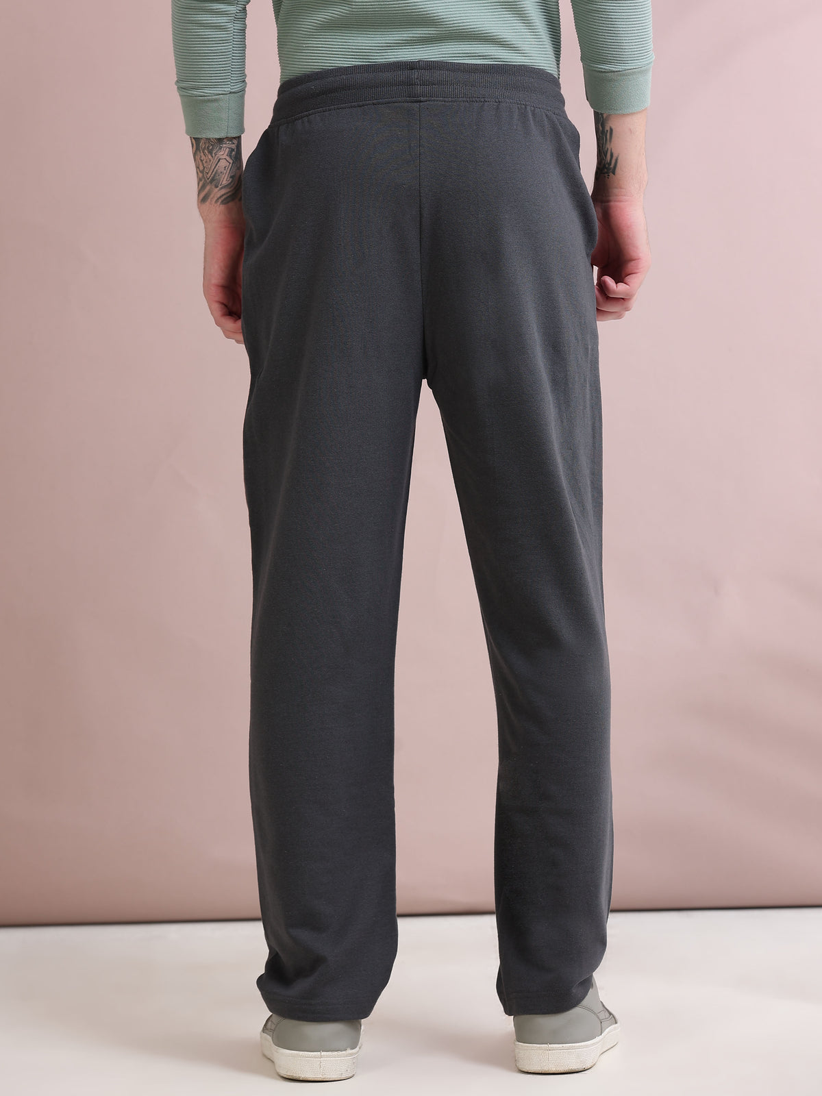 ARDEUR ZEAL IN YOU Men's Relaxed Fit TypographyTrack Pants - Steel Grey