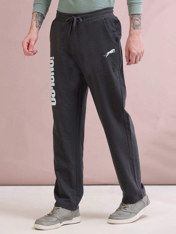 ARDEUR ZEAL IN YOU Men's Relaxed Fit TypographyTrack Pants - Steel Grey