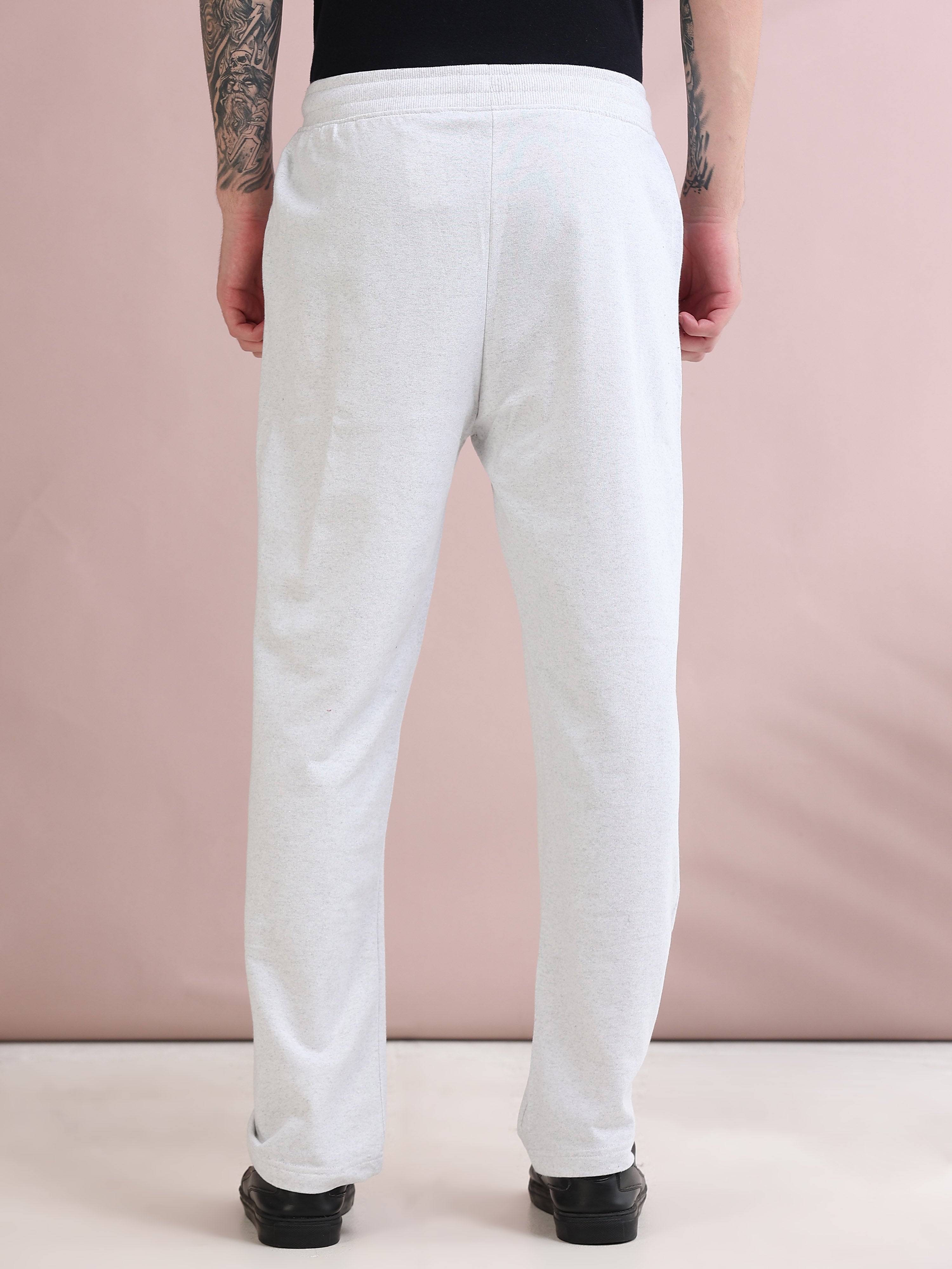 ARDEUR ZEAL IN YOU Men's Relaxed Fit TypographyTrack Pants - White Melange