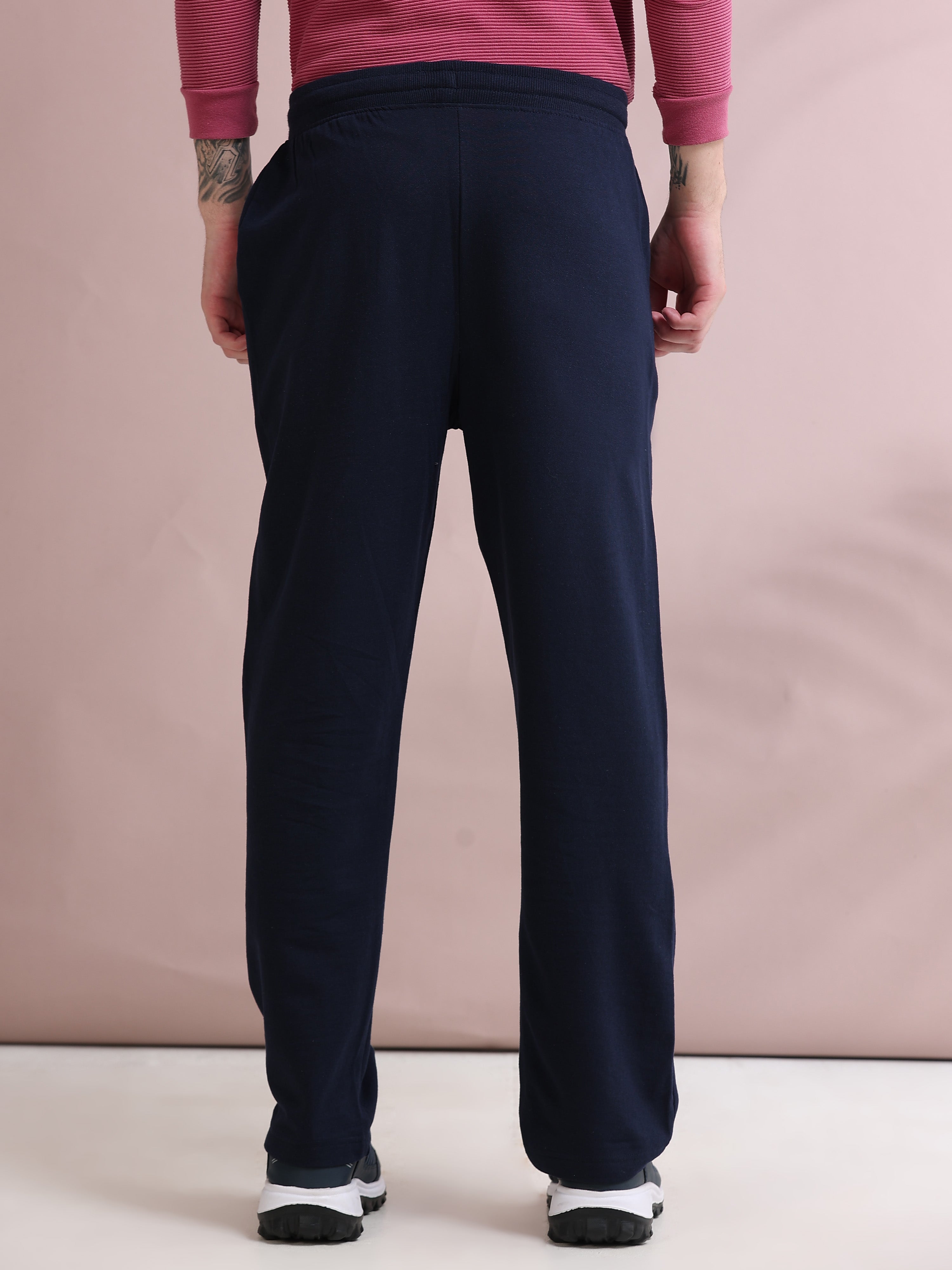 ARDEUR ZEAL IN YOU Men's Relaxed Fit Self Design Track Pants - Navy