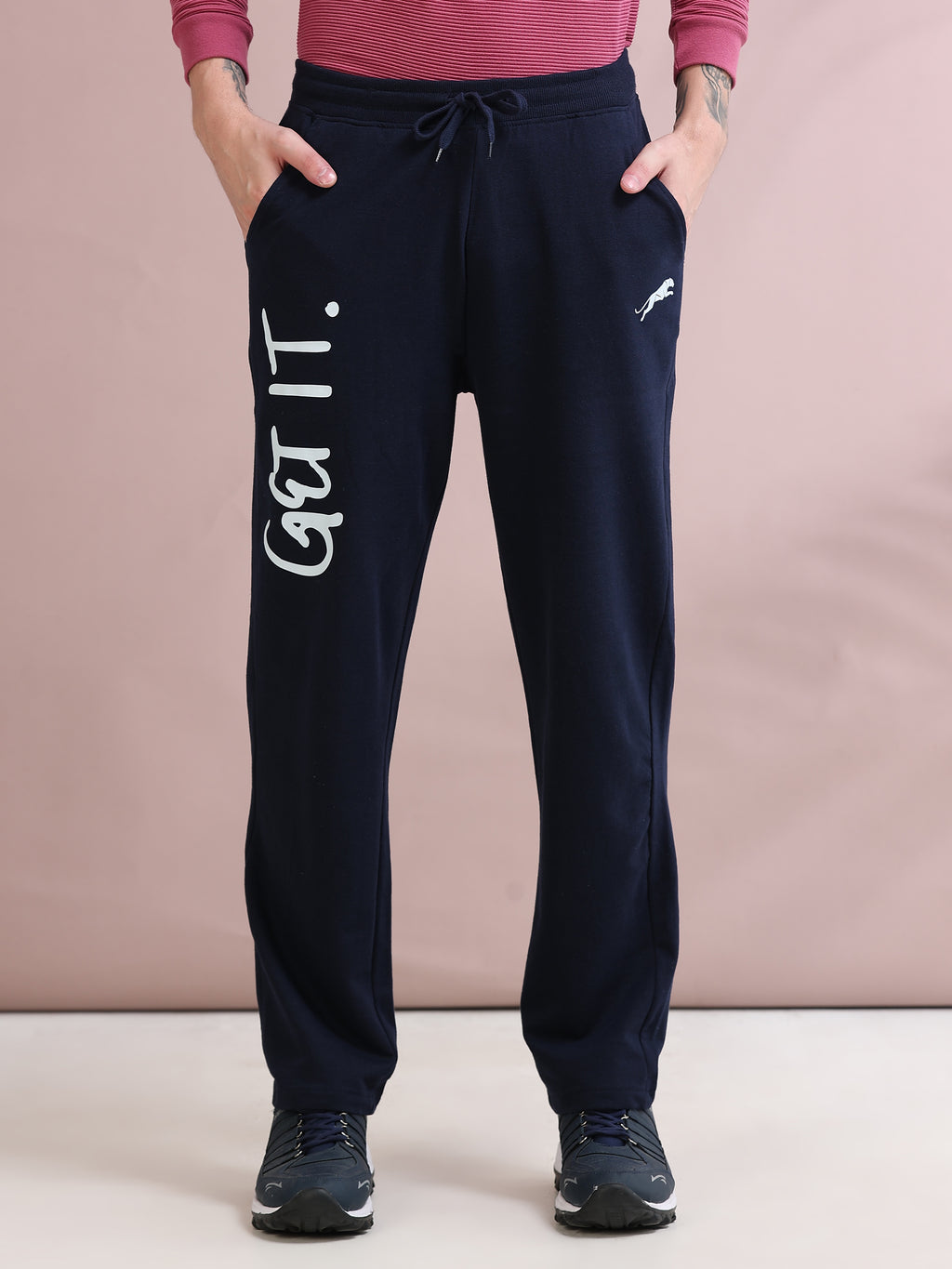 ARDEUR ZEAL IN YOU Men's Relaxed Fit Self Design Track Pants - Navy