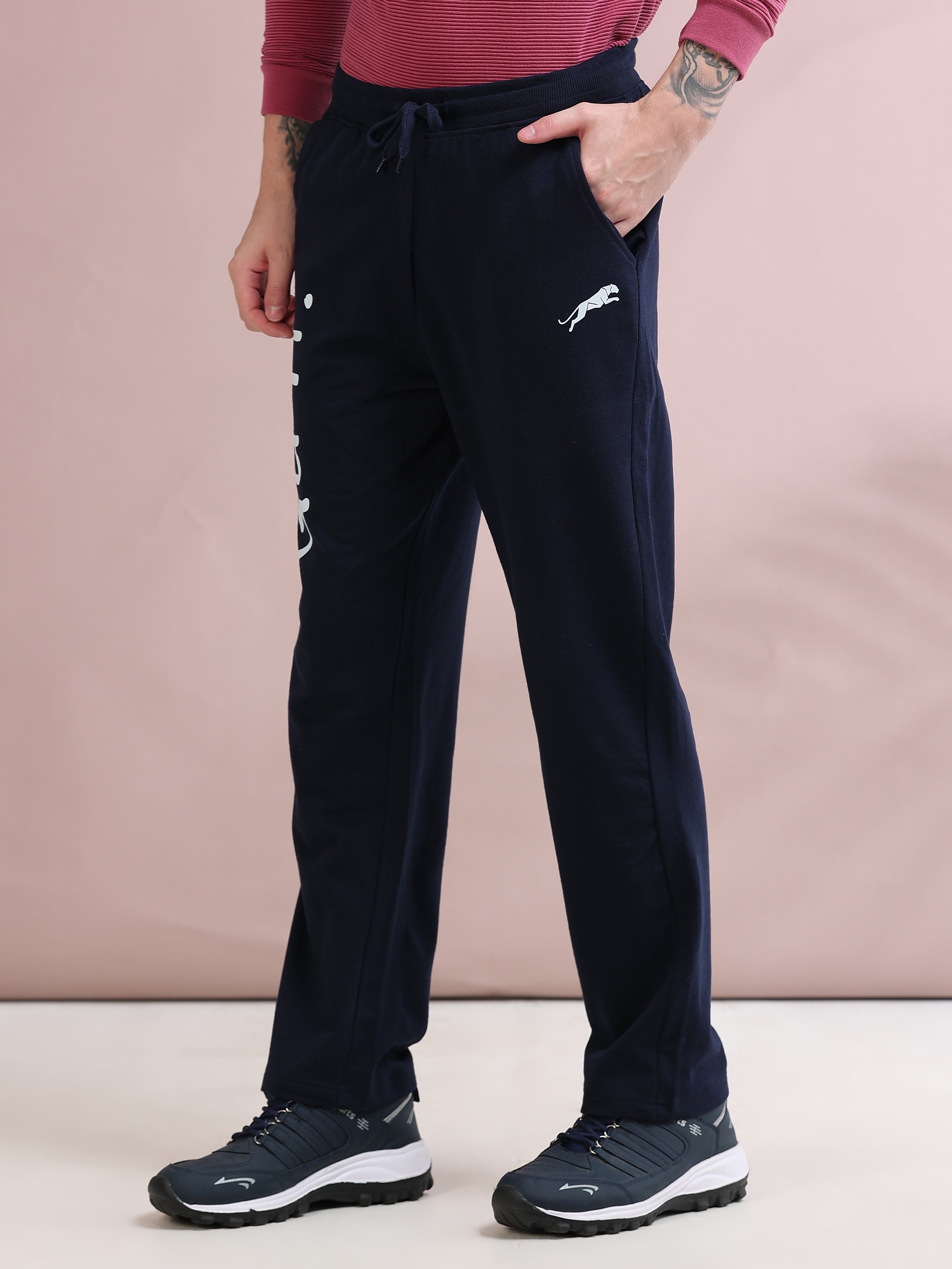 ARDEUR ZEAL IN YOU Men's Relaxed Fit Self Design Track Pants - Navy