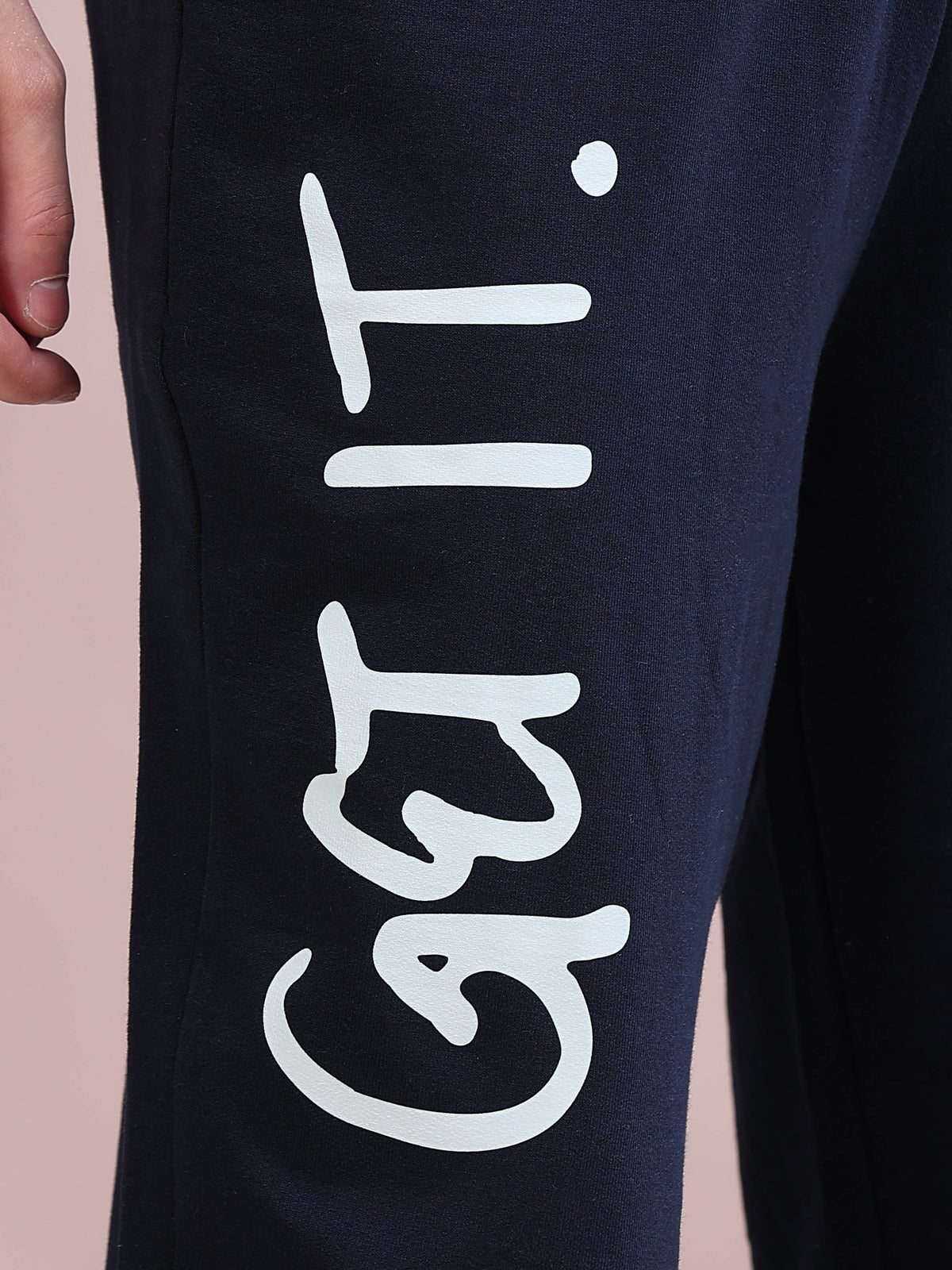 ARDEUR ZEAL IN YOU Men's Relaxed Fit Self Design Track Pants - Navy