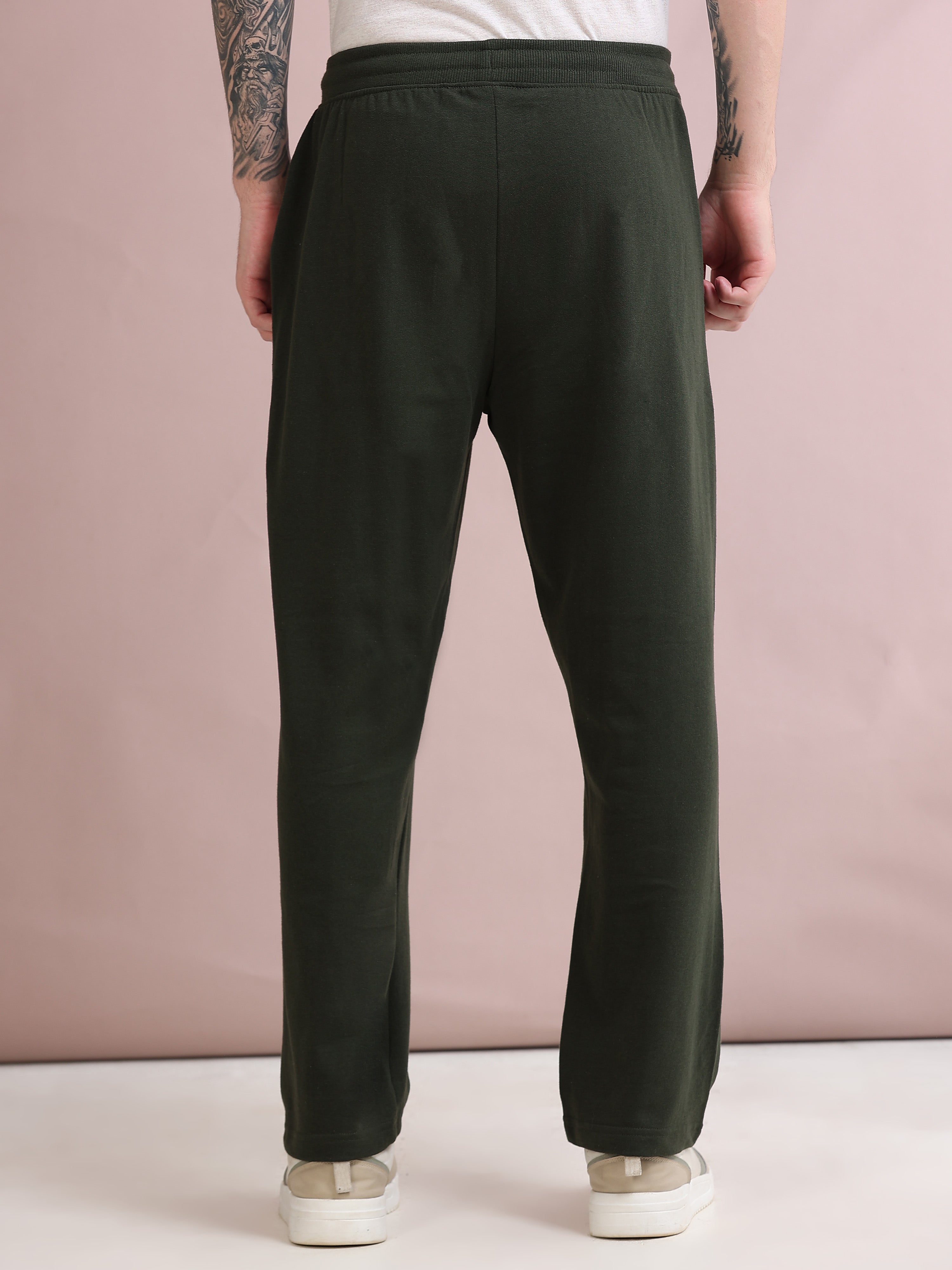 ARDEUR ZEAL IN YOU Men's Relaxed Fit Self Design Track Pants - Olive