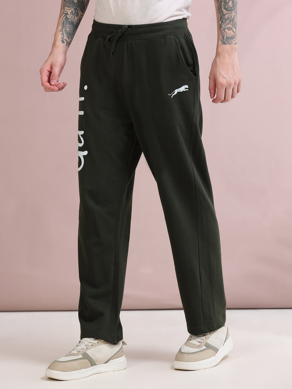 ARDEUR ZEAL IN YOU Men's Relaxed Fit Self Design Track Pants - Olive